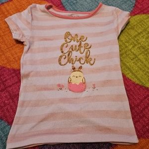Girls Easter Shirt | Chick | Egg | One Cute Chick | Stripes | Pink | Size 6